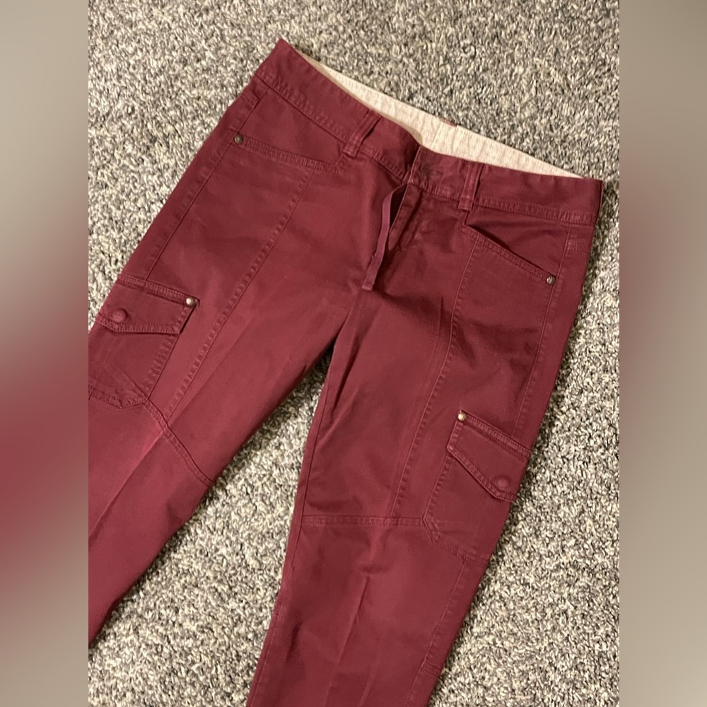 Athleta Pacific Crest Slim Cargo Pants Hiking Casual Burgundy Active - Picture 3 of 6